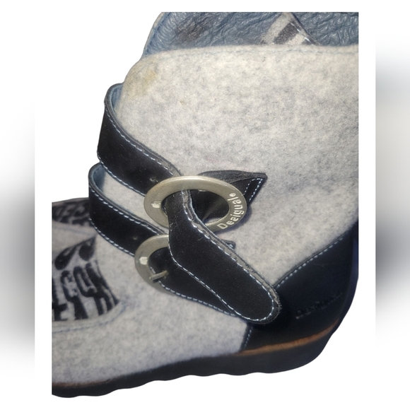 Desigual Women's Stylish Gray and Black Felt Winter Snow Buckle Boots Sz 40 - Picture 3 of 8